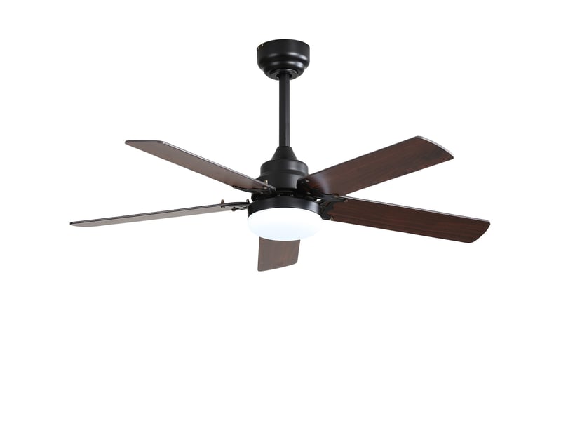 Ventilateur de plafond 106 cm avec led 18 w, télécommande, moteur dc réversible, noir - Conforama W