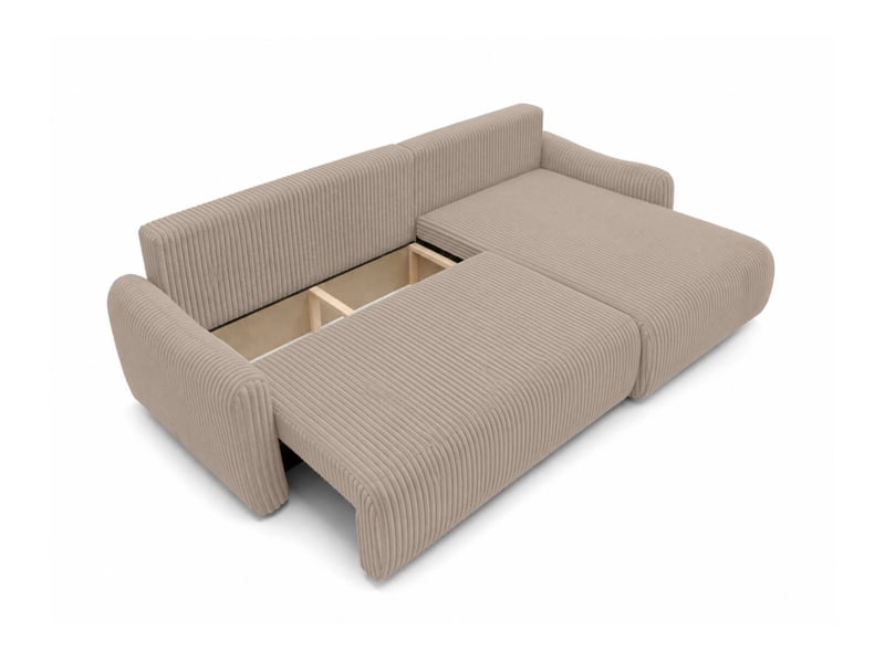  Apoline - canapé d'angle réversible convertible 4 places avec coffre en velours côtelé  - Conforama D