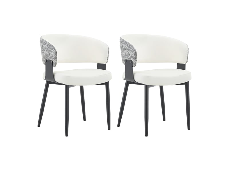  Lot de 2 chaises de salle à manger vintage blanc et noir en polyuréthane  - Conforama A