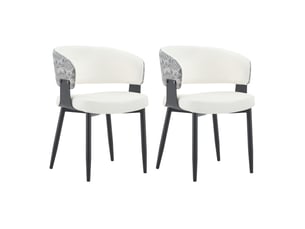Lot de 2 chaises de salle à manger vintage blanc et noir en polyuréthane