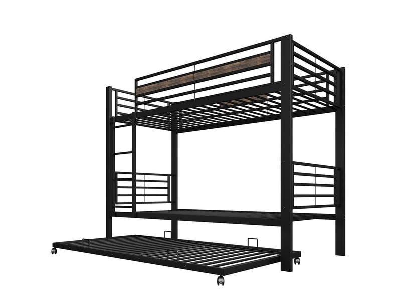  Lit superposé, coloris noir et vintage, matière métal, couchage 90x200 cm, superposé, dimensions : 204 x 95.5 x 160 cm  - Conforama D