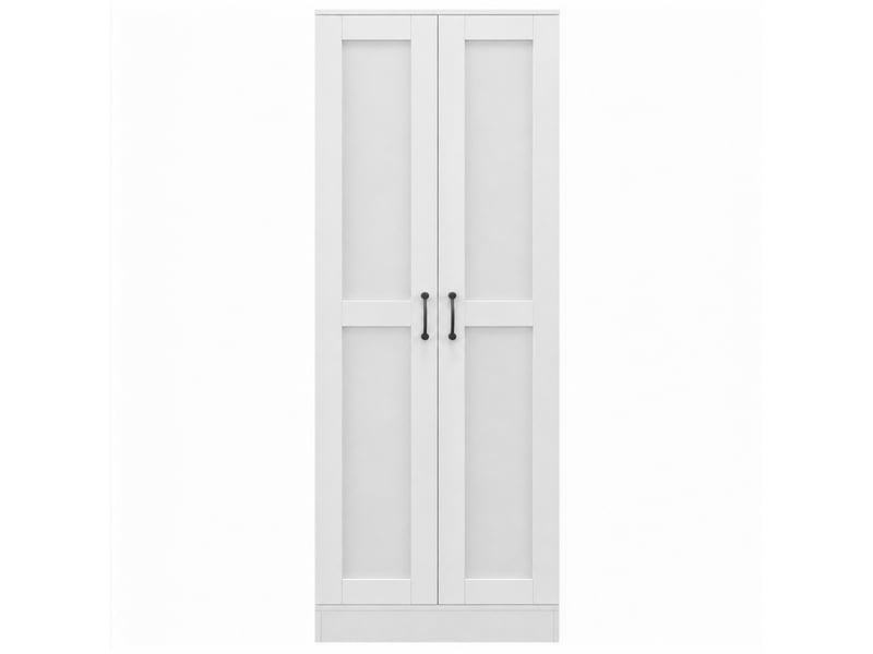  Armoire blanche de rangement à 2 portes, style contemporain, 175 cm de hauteur  - Conforama A