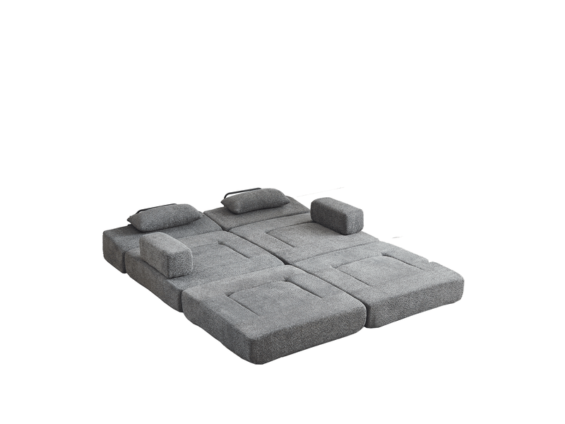  Canapé-lit modulaire 4 places en chenille – gris – pliant 2-en-1, convertible, empilable et confortable  - Conforama E