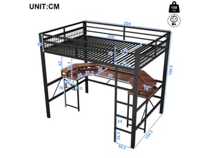 Lit mezzanine 140x200 cm <strong></strong>  <strong></strong> coloris noir