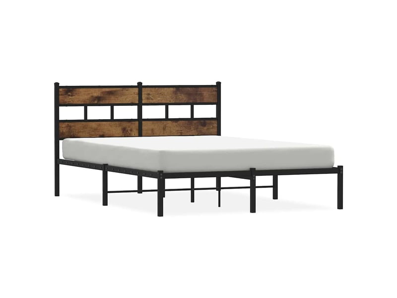  Lit double- lit adulte -  cadre de lit en métal sans matelas chêne fumé 140x190 cm  - Conforama A