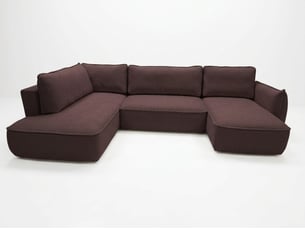 Canapé d'angle droit convertible <strong>BOBOCHIC</strong> <strong>ESMEE</strong> 5 places Tissu violet avec coffre de rangement