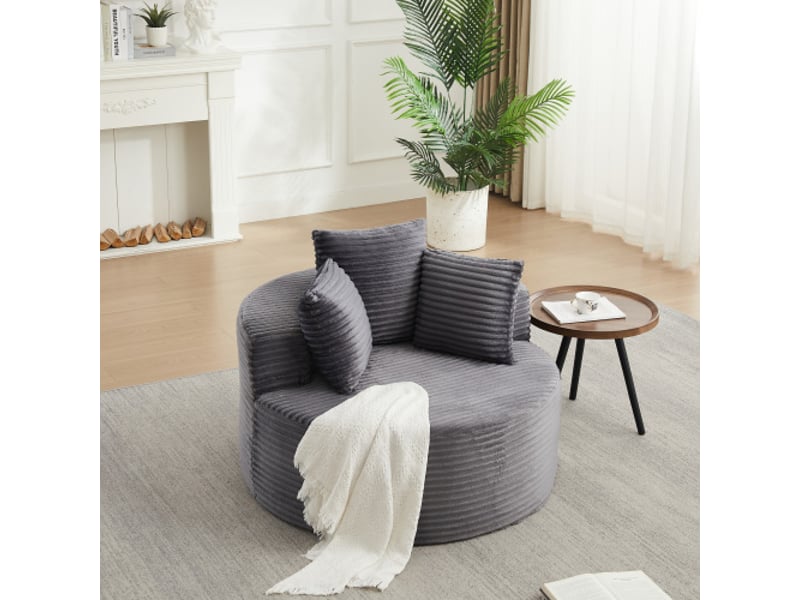  Chaise ronde en corde ø110 cm - confort décontracté, 3 coussins décoratifs, design minimaliste  - Conforama B