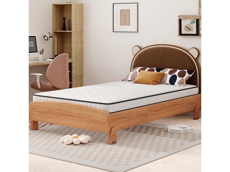 Matelas 90x190 cm - épaisseur 12 cm, soutien h3, structure à ressorts, livré roulé sous vide, revêtement textile, pour lit et canapé-lit, blanc Luxe haut de gamme - Conforama B