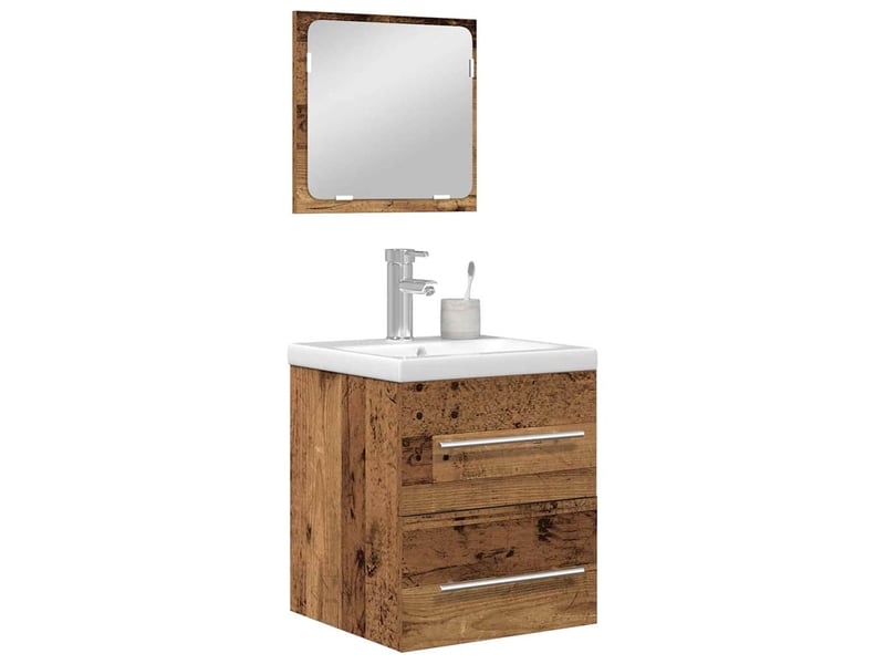  Ensemble de mobilier de salle de bain 2 pièces bois ancien cf64209  - Conforama C