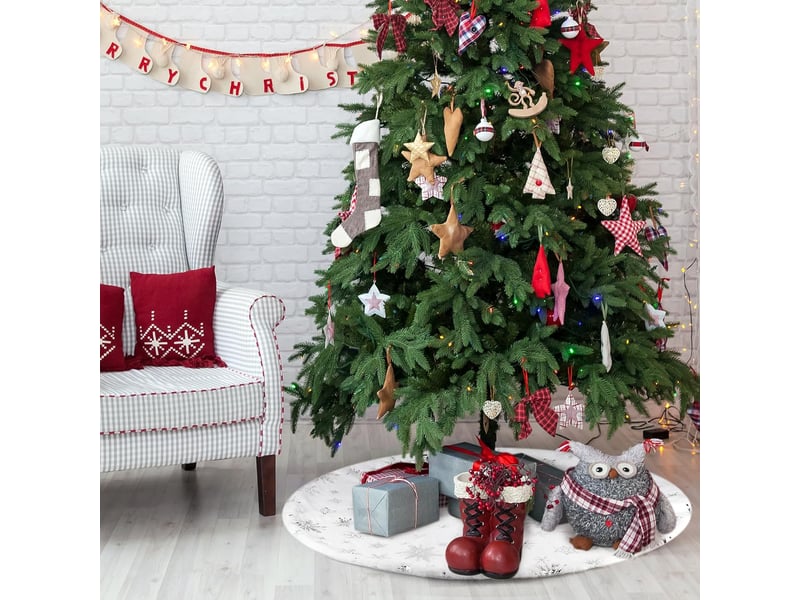 Jupe de sapin de noël 90 cm (35) en peluche neige – blanche  - Conforama E