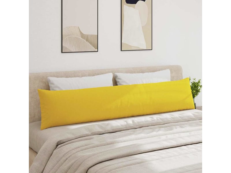 Lot de 2 coussins de canapé, coussins décoratifs tissu jaune clair 200 x 40 cm cf58888 - Conforama D