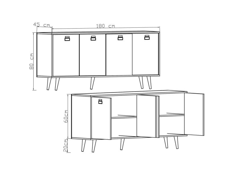  Buffet 4 portes en aggloméré mirza modern chêne  - Conforama D