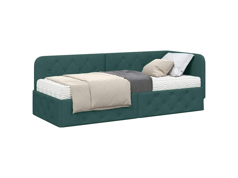  Lit simple- lit adulte -  cadre de lit d'angle vert foncé 80 x 200 cm tissu  - Conforama B