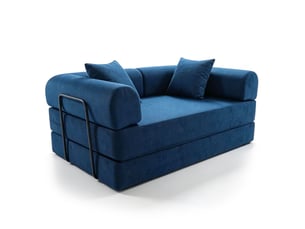 Canapé droit compressé fixe MENZZO Bergerac 2 places Tissu Bleu