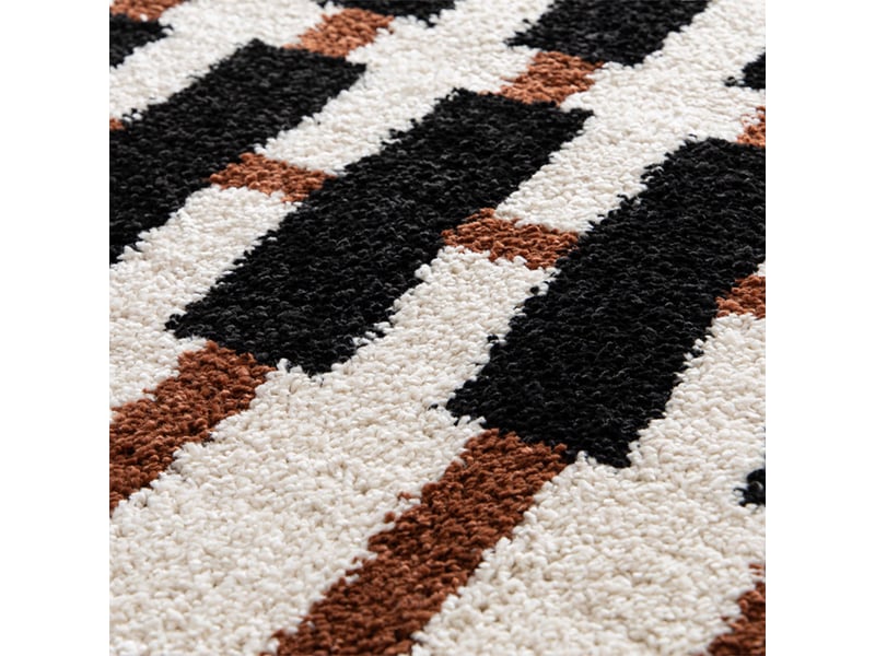  Tapis intérieur motif géométrique crème. Terracotta et noir 160 x 230cm - juno  - Conforama E