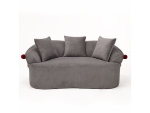 Canapé droit 2 places en cordonnet, design chapeau de clown, coussins et tapis pour animal inclus, ambiance chaleureuse et confortable