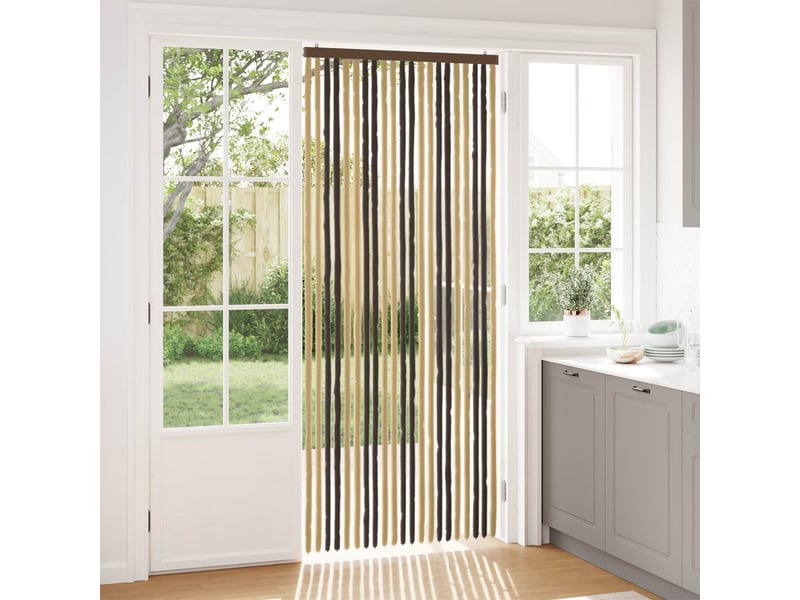  Rideau anti-insectes, moustiquaire en chenille marron foncé et beige cf43476  - Conforama B