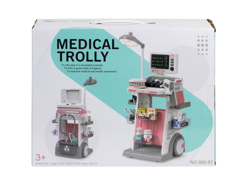  Chariot de consultation medical 3 ans avec ecran console et rangements sur cote blanc gris A2602403 - Conforama A