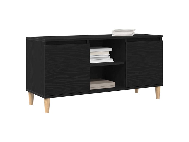 Meuble tv - banc tv - meuble de rangement 102 x 35 x 50 cm chêne noir bois d'ingénierie  - Conforama C