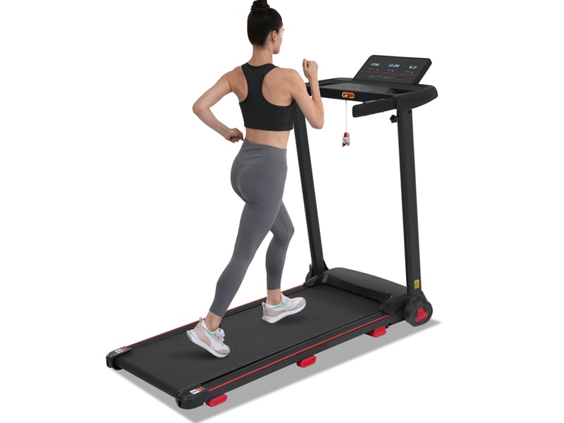  Tapis de course pliable 121x50x94 cm noir en métal, inclinaison 8 %, vitesse 14 kmh et 12 programmes  - Conforama A
