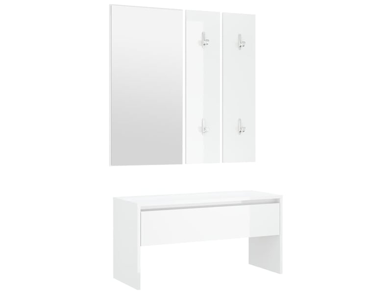  Ensemble de meubles de couloir blanc brillant bois d'ingénierie  - Conforama A