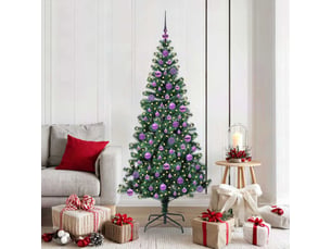 Sapin de noël - arbre de noël artificiel pré-éclairé vert 180 cm pvc et métal