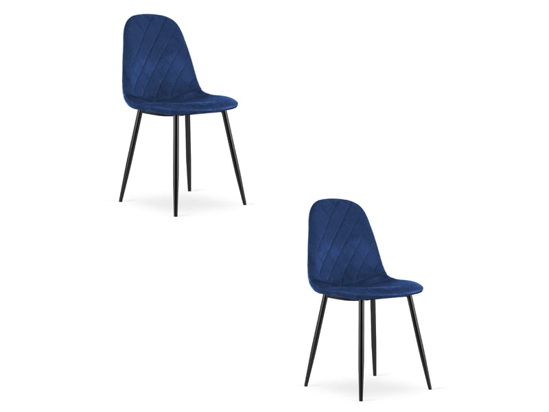 Family chaise asti - velours bleu marine x 2  - Conforama A