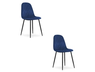 Chaise - leobert - asti - velours bleu marine - 44,5 x 50,5 x 87,5 cm - lot de 2