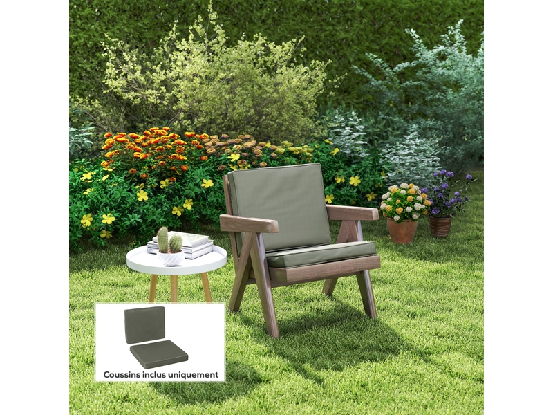  Coussins pour chaise fauteuil de jardin coussins d'assise de dossier déhoussables polyester 56x5256x46cm gris foncé  - Conforama C