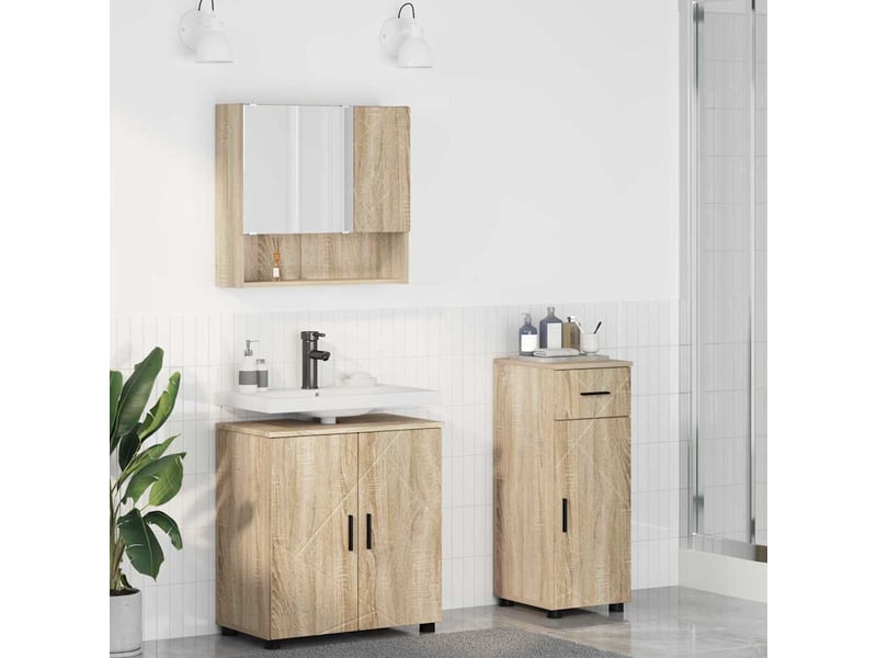  Ensemble de mobilier de salle de bain 3 pc chêne sonoma cf64367  - Conforama B