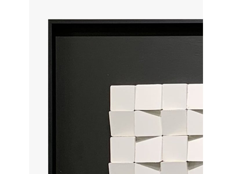  Tableau peinture à l'huile relief carré cadre aluminium noir - 50x50  - Conforama B