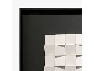 Tableau peinture à l'huile relief carré cadre aluminium noir - 50x50