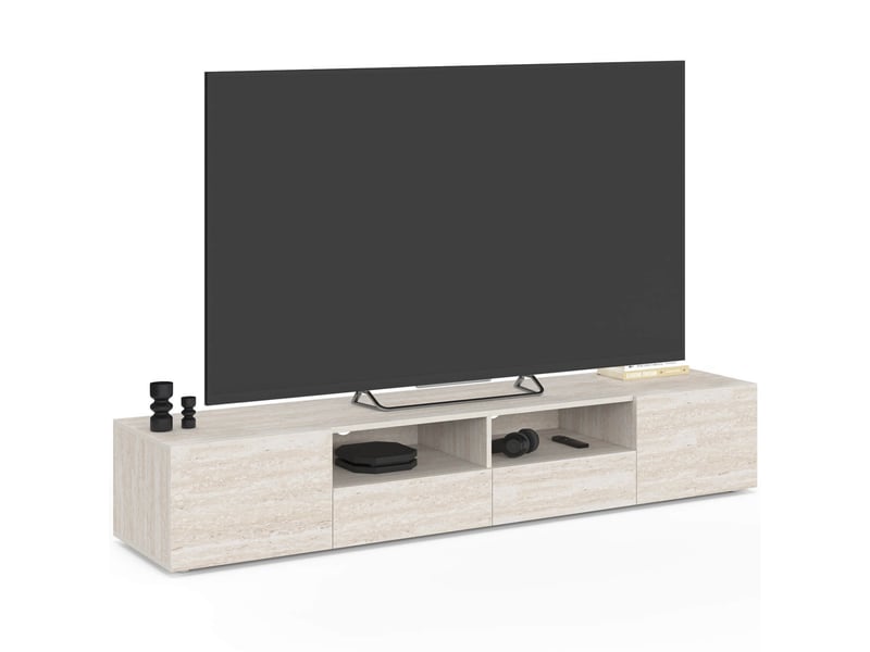  Meuble tv 180 cm eli bois effet travertin  - Conforama A