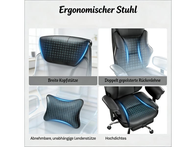  Fauteuil de bureau ergonomique inclinable avec repose-pieds noir T5828P493026 - Conforama D