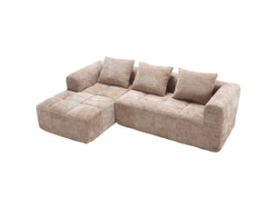 Canapé d'angle gauche fixe <strong>MERAX</strong> <strong>Canapé d'angle marron</strong> 3 places Tissu marron