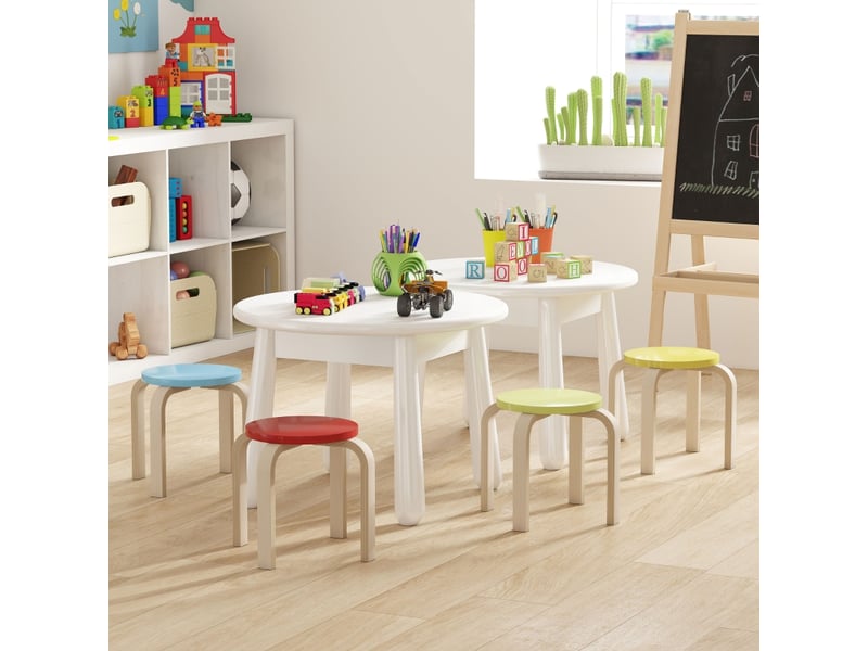 Lot de 4 tabourets empilables,36x36x30 cm,contreplaqué de bouleau,multicolore - Conforama B