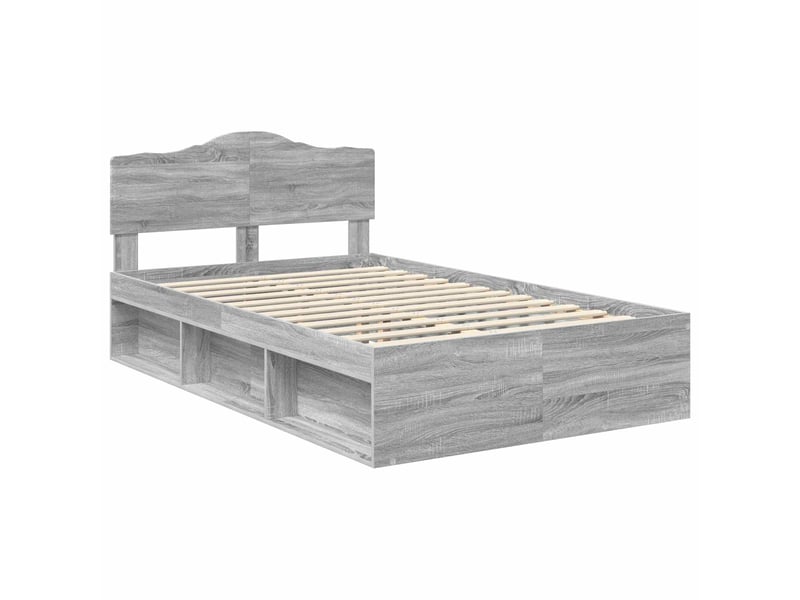  Lit double- lit adulte -  cadre de lit gris sonoma 120 x 200 cm bois de pin massif  - Conforama C