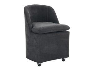 Lot de 2 chaise salle à manger 53x53,5x78,5 cm, roulettes, pivotante 360°, revêtement chenille gris, pour cuisine