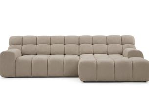 Canapé d'angle droit convertible <strong>BOBOCHIC</strong> <strong>ANDRE</strong> 3 places Tissu Beige