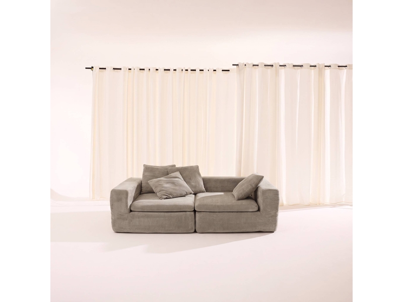  Canapé modulable tissu chenille 3 places beige foncé - movi  - Conforama B