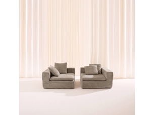 Canapé droit compressé fixe 3 places Tissu Beige foncé