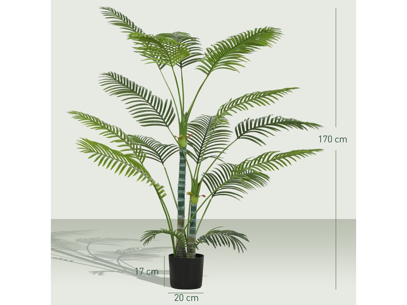  Plante artificielle décorative de 170 cm, palmier artificiel avec pot et feuilles pour intérieur, vert  - Conforama E