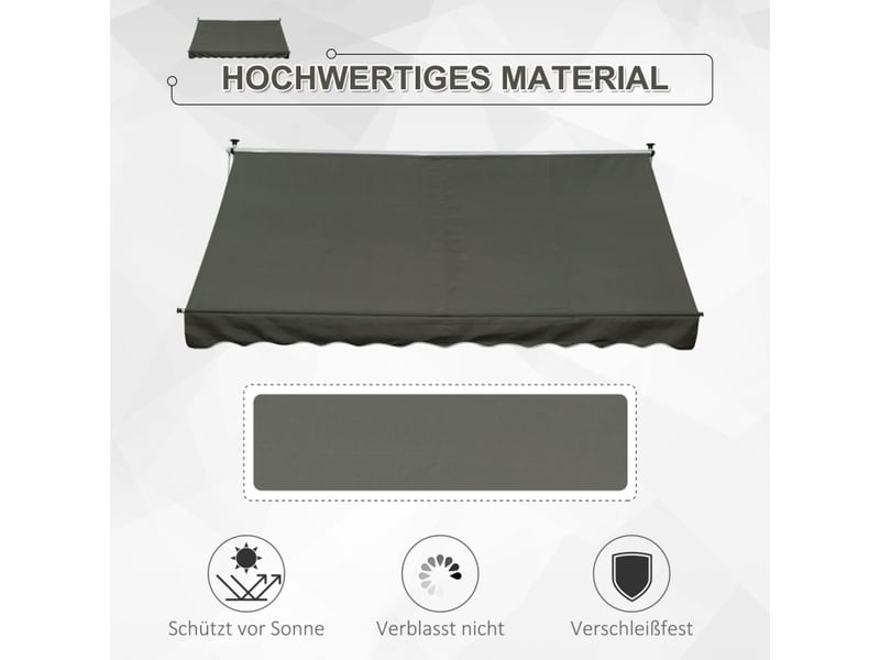 Parasol 300x150, manivelle parasol droit, résistant au vent, aluminium, gris - Conforama C