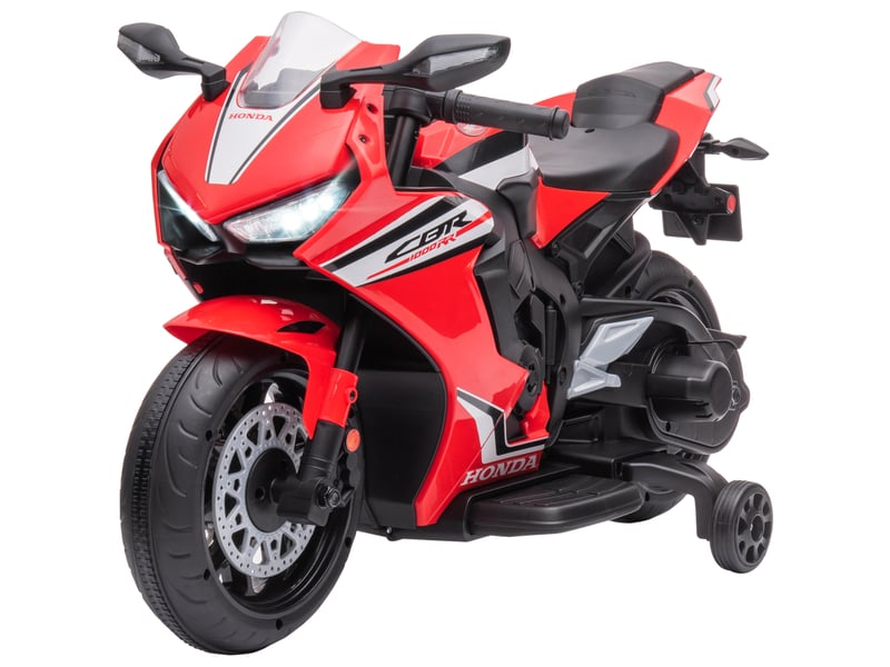 Moto électrique enfants sous licence honda 6 v, 3 kmh, musique & lumière, 2 roues d'entraînement, rouge - Conforama B