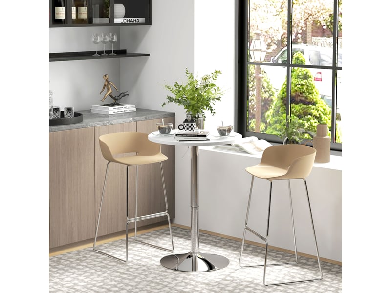  Table de bar,table haute de cuisine, mange-debout mdf, acier blanc 60x60x91cm  - Conforama C