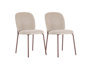 Lot de 2 chaises en tissu polyester doux beige et pieds en métal laqué terracotta - darris