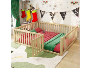 Lit 2 places 140x200 cm <strong>MERAX</strong>  <strong>lit enfant naturel</strong> coloris naturel