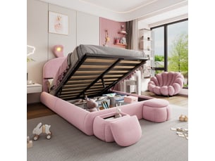 Lit coffre 140x200 cm <strong>NAHILIMI</strong> <strong></strong> coloris rose