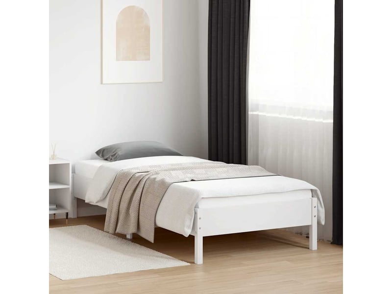  Lit simple- lit adulte -  cadre de lit sans matelas blanc 100x200 cm bois de pin massif  - Conforama B