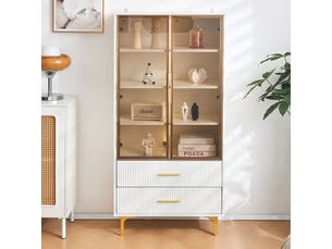 Vitrine coloris blanc 3 étagère(s) OKMYHOME - 70 cmx150 cm